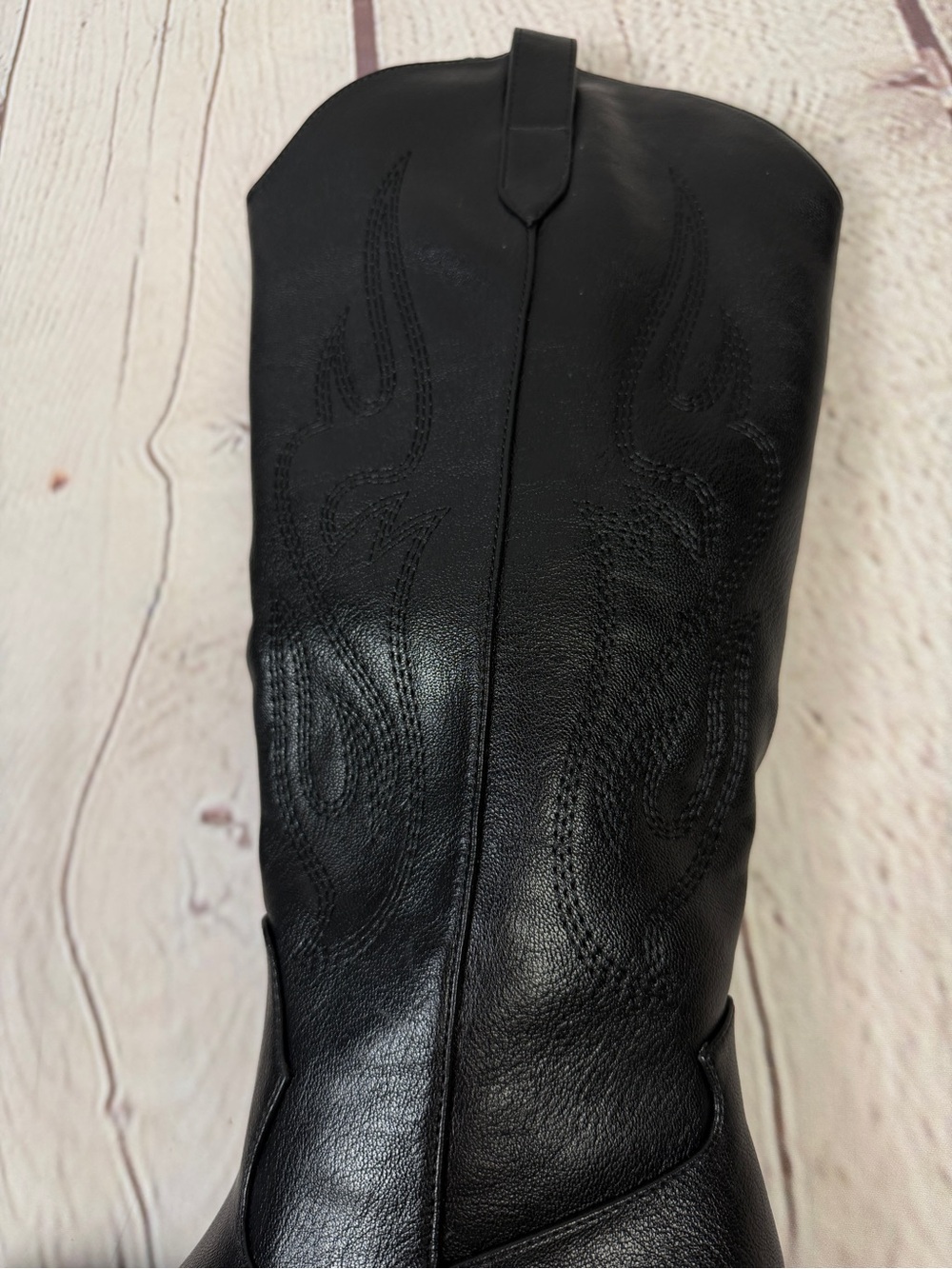 Women's NEW black western cowgirl knee-high heeled pointed toe boots, size 6 - Picture 6 of 16